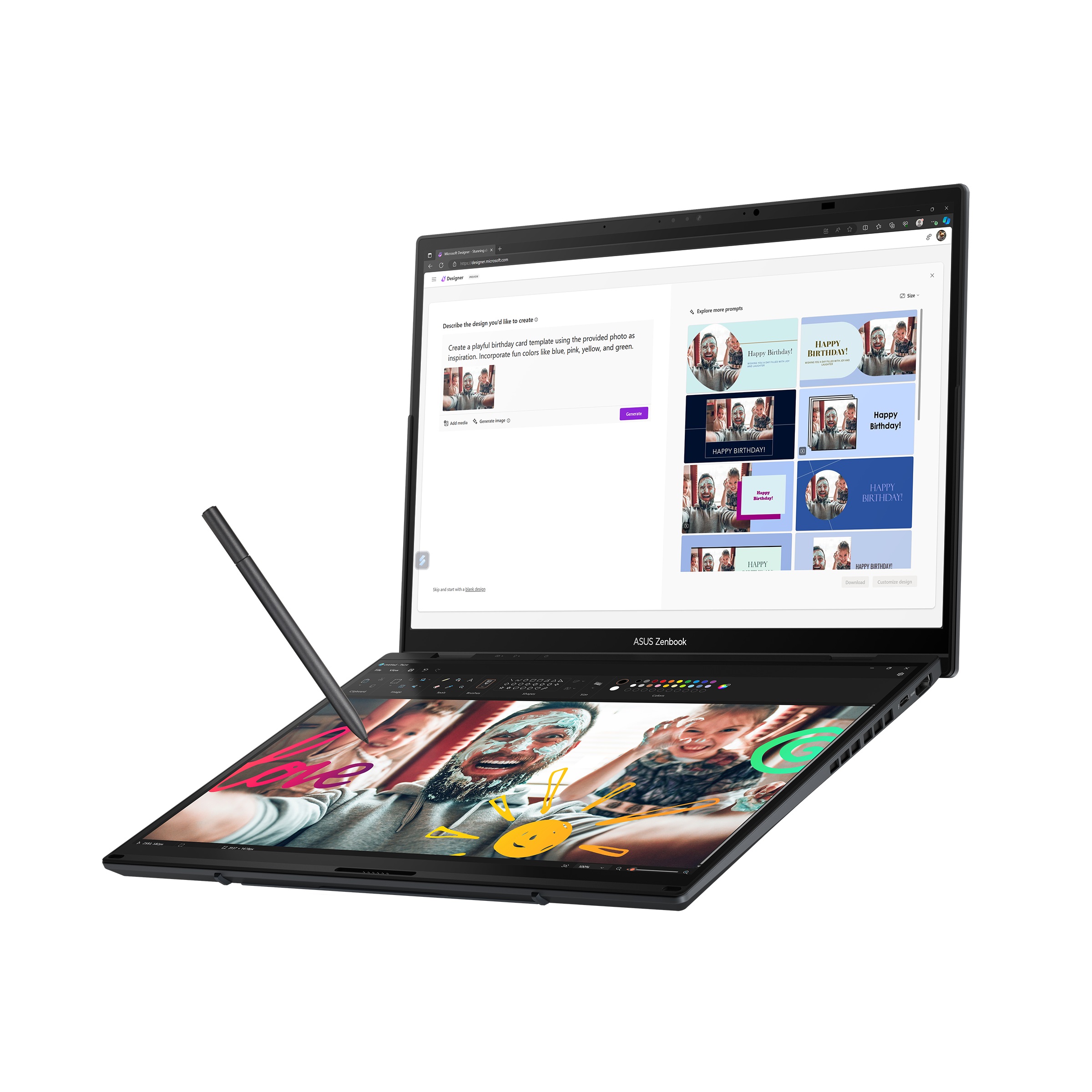 Asus Zenbook Duo UX8406CA-PZ068X | Basalt Gray | 14 " | OLED | Touchscreen | 3K | 2880 x 1800 pixels | Glossy | Intel Core Ultra 9 | 285H | 32 GB | LPDDR5X | Solid-state drive capacity 2000 GB | Intel Arc Graphics | Windows 11 Pro | 802.11be | Bluetooth v