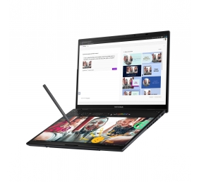 Asus | Zenbook Duo UX8406CA-PZ009W | Basalt Gray | 14 " | OLED | Touchscreen | 3K | 2880 x 1800 pixels | Glossy | Intel Core Ultra 9 | 285H | 32 GB | LPDDR5X | Solid-state drive capacity 2000 GB | Intel Graphics | Windows 11 Home | 802.11be | Bluetooth ve
