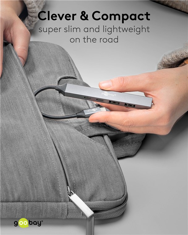 Goobay Slim 5-Port USB Hub, USB-C to USB-C/USB-A, 5 Gbit/s | 74460