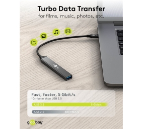 Goobay Slim 5-Port USB Hub, USB-C to USB-C/USB-A, 5 Gbit/s | 74460