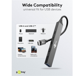 Goobay Slim 5-Port USB Hub, USB-C to USB-C/USB-A, 5 Gbit/s | 74460