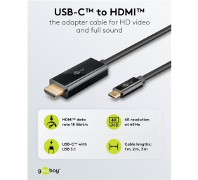 Goobay USB-C to HDMI Cable 4K at 60 Hz, 1 m | 75696