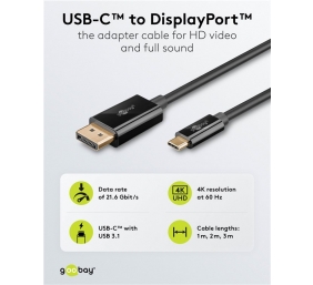 Goobay USB-C to DisplayPort Cable 4K at 60 Hz, 1 m | 75704