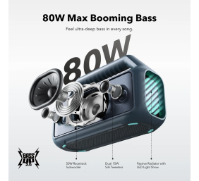 Anker Soundcore Speaker | Boom 2 | 80 W | Waterproof | Bluetooth | Blue | Portable | Wireless connection
