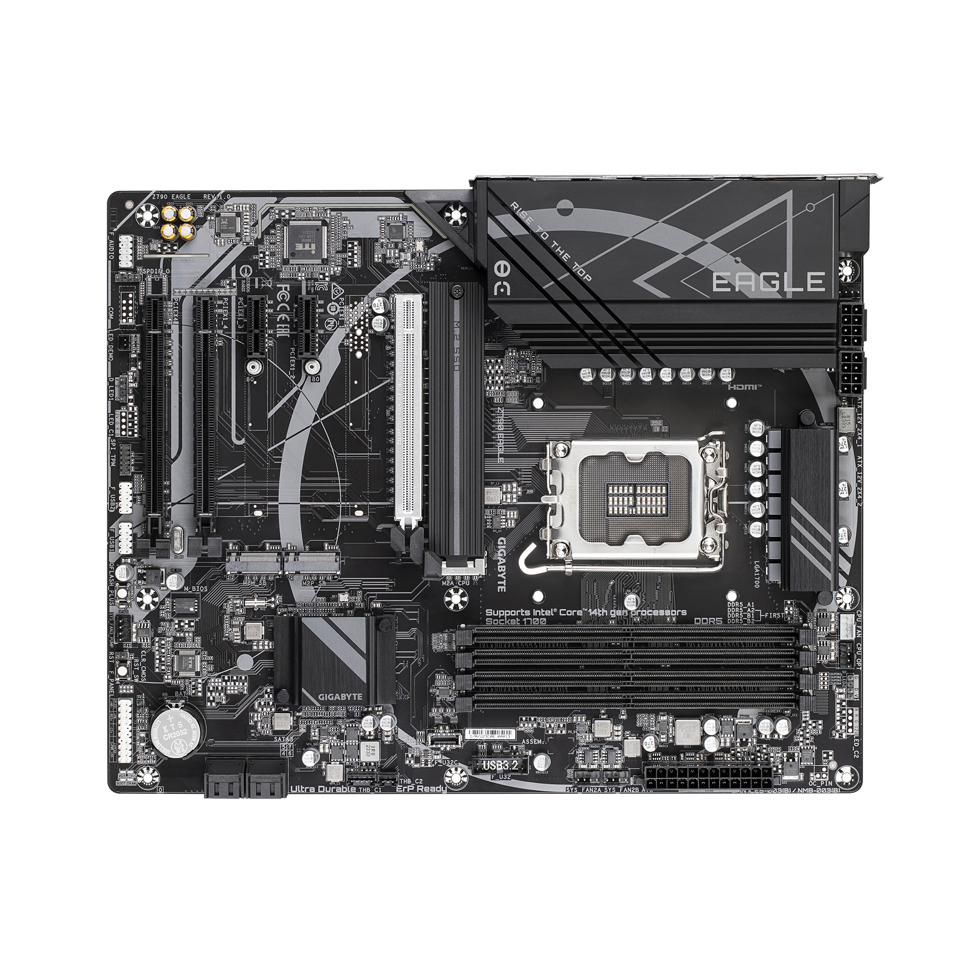 Gigabyte Z790 EAGLE | Processor family Intel | Processor socket LGA1700 | DDR5 DIMM | Supported hard disk drive interfaces M.2, SATA | Number of SATA connectors 4
