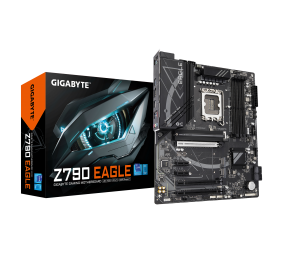 Gigabyte Z790 EAGLE | Processor family Intel | Processor socket LGA1700 | DDR5 DIMM | Supported hard disk drive interfaces M.2, SATA | Number of SATA connectors 4