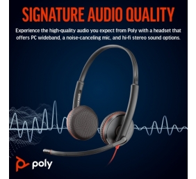 POLY Blackwire 3225 Stereo Laidinės ausinės USB-C, 3.5mm jack, +USB-C/A Adapter (Bulk)