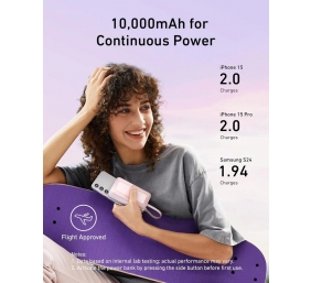 Anker Power Bank, Built-In USB-C Cable, 30W | A1688H21 | 10000 mAh | White