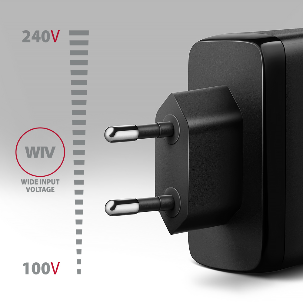 AXAGON GaN wallcharger, 3x port (USB-A + 2x USB-C), PD3.0/PPS/QC4+/SFC2.0/AFC/SCP/FCP/Apple, 100W | ACU-DPQ100
