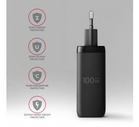 AXAGON GaN wallcharger, 3x port (USB-A + 2x USB-C), PD3.0/PPS/QC4+/SFC2.0/AFC/SCP/FCP/Apple, 100W | ACU-DPQ100