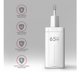 AXAGON GaN wallcharger 3x port (USB-A + 2x USB-C), PD3.0/PPS/QC4+/SFC2.0/AFC/SCP/FCP/Apple, 65W | ACU-DPQ65W