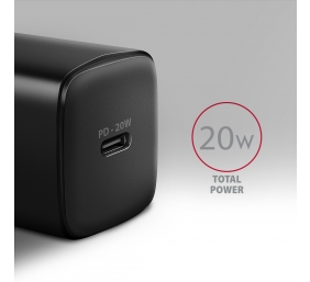 AXAGON Wallcharger 1x port USB-C, PD3.0/PPS/QC4+/AFC/FCP/Apple, 20W | ACU-PD20