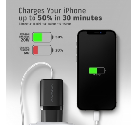 AXAGON Wallcharger 1x port USB-C, PD3.0/PPS/QC4+/AFC/FCP/Apple, 20W | ACU-PD20