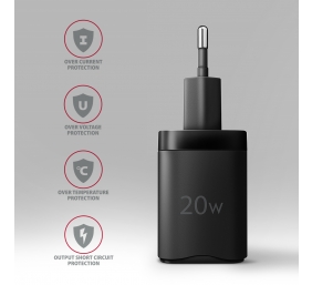 AXAGON Wallcharger 1x port USB-C, PD3.0/PPS/QC4+/AFC/FCP/Apple, 20W | ACU-PD20