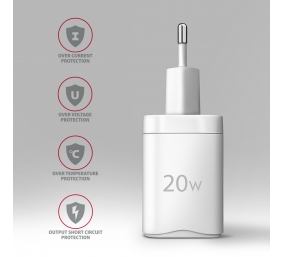 AXAGON Wallcharger 1x port USB-C, PD3.0 / PPS /QC4+/AFC/FCP/Apple, 20W | ACU-PD20W