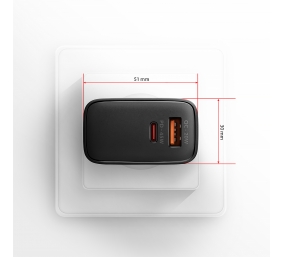 AXAGON GaN wallcharger 2x port (USB-A + USB-C), PD3.0/PPS/QC4+/SFC2.0/AFC/SCP/FCP/Apple, 45W | ACU-PQ45