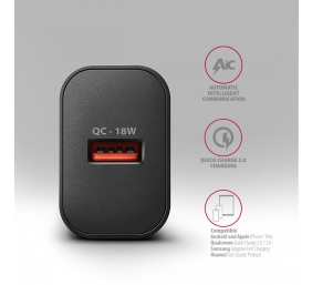 AXAGON Wallcharger 1x port USB-A, QC3.0/AFC/FCP/Apple, 18W | ACU-QC18