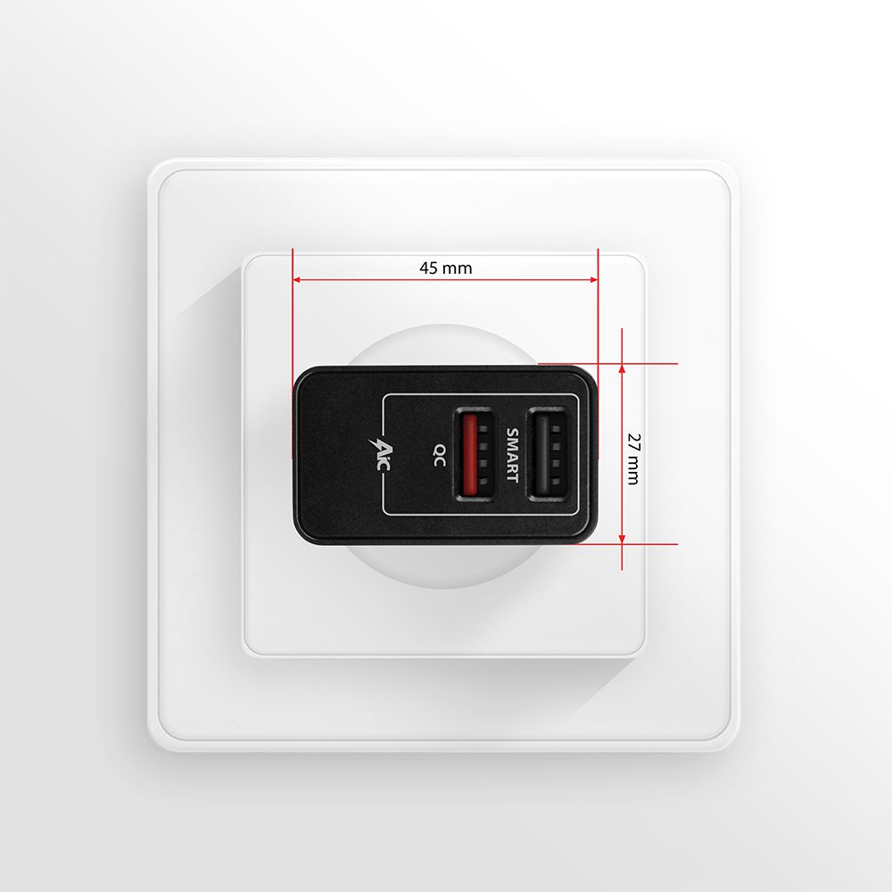 AXAGON Dual wallcharger 240V/2x USB port QC3.0/AFC/FCP and 5V-1.2A, 24W | ACU-QS24