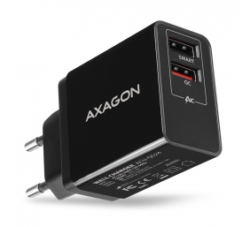 AXAGON Dual wallcharger 240V/2x USB port QC3.0/AFC/FCP and 5V-1.2A, 24W | ACU-QS24