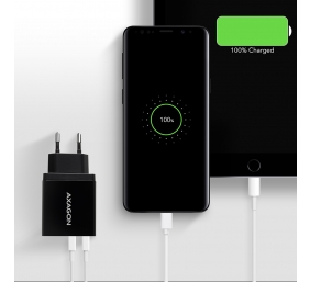 AXAGON Dual wallcharger 240V/2x USB port QC3.0/AFC/FCP and 5V-1.2A, 24W | ACU-QS24