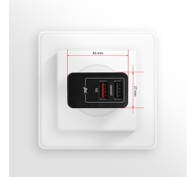 AXAGON Dual wallcharger 240V/2x USB port QC3.0/AFC/FCP and 5V-1.2A, 24W | ACU-QS24