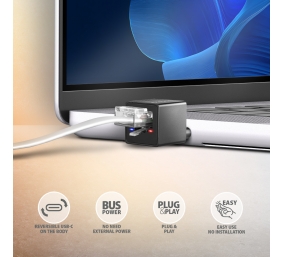 AXAGON ADE-MINIC Miniatur aluminum USB-C 3.2 Gen 1 Gigabit Ethernet 10/100/1000 Mb/s adapter with automatic installation