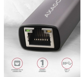 AXAGON ADE-TR Compact aluminum USB 3.2 Gen 1 Gigabit Ethernet 10/100/1000Mbit adapter with automatic installation