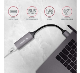 AXAGON ADE-TR Compact aluminum USB 3.2 Gen 1 Gigabit Ethernet 10/100/1000Mbit adapter with automatic installation