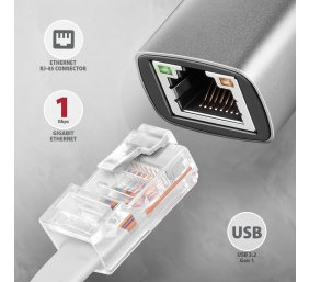 AXAGON ADE-TXCA Compact aluminum USB 3.2 Gen 1 Gigabit Ethernet 10/100/1000Mbit adapter with automatic installation, Nintendo Switch support and USB C-A reduction