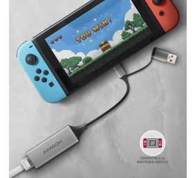 AXAGON ADE-TXCA Compact aluminum USB 3.2 Gen 1 Gigabit Ethernet 10/100/1000Mbit adapter with automatic installation, Nintendo Switch support and USB C-A reduction