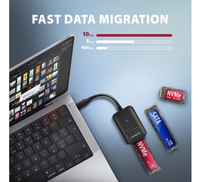 AXAGON USB-C 10Gbps adapter for fast connection of M.2 NVMe and SATA SSD, USB-C cable 10 cm | ADM2-CM