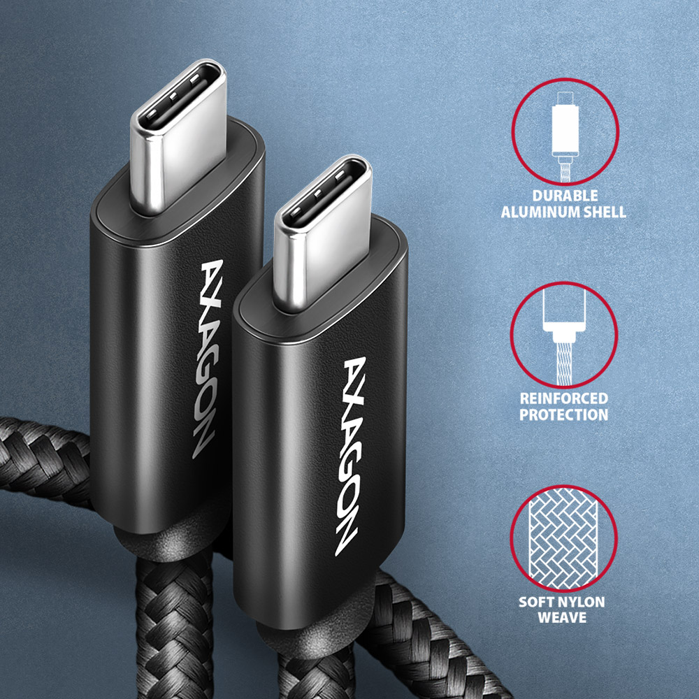 AXAGON Data and charging USB 480Mbps cable, 2 m | BUCM2-CM20AB | USB-C to USB-C