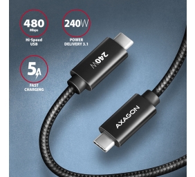 AXAGON Data and charging USB 480Mbps cable, 2 m | BUCM2-CM20AB | USB-C to USB-C