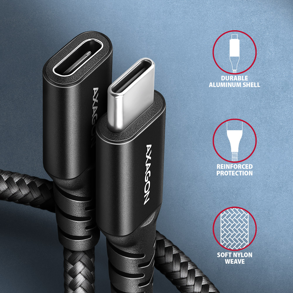 AXAGON Extension USB 20Gbps cable, 0.5 m | BUCM32-CF05AB | USB-C to USB-C