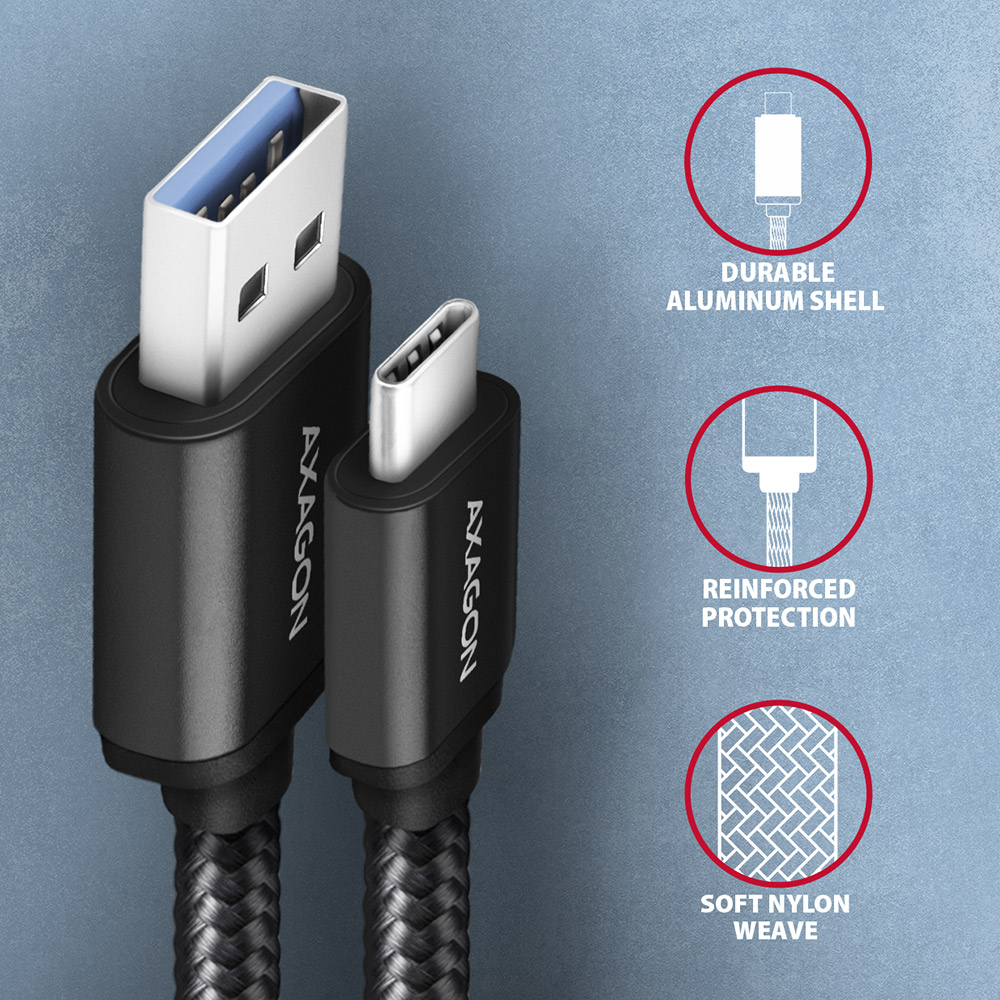 AXAGON Data and charging USB 3.2 Gen1 cable, 1.5 m | BUCM3-AM15AB | USB Type C - USB Type A