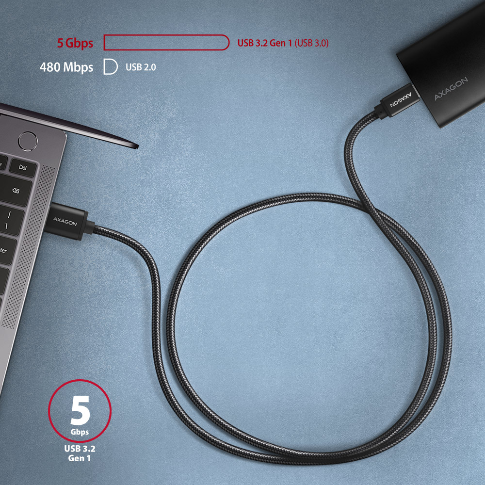 AXAGON Data and charging USB 3.2 Gen1 cable, 1.5 m | BUCM3-AM15AB | USB Type C - USB Type A