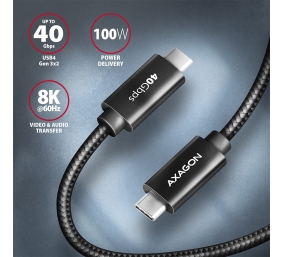 AXAGON Data and charging USB4 Gen 3x2 cable, 1 m | BUCM432-CM10AB | USB Type C - USB Type C