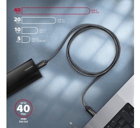 AXAGON Data and charging USB4 Gen 3x2 cable, 1 m | BUCM432-CM10AB | USB Type C - USB Type C