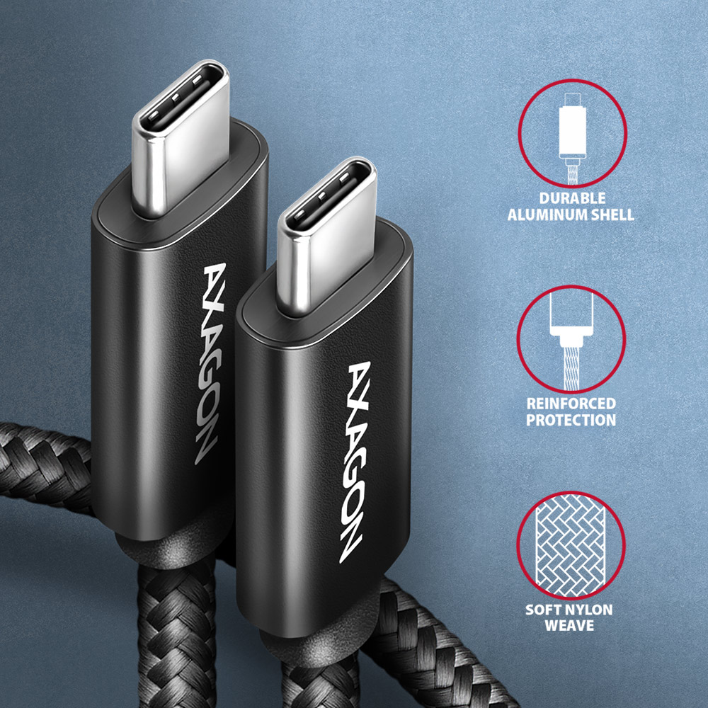 AXAGON Data and charging USB4 Gen 3x2 cable, 1 m | BUCM3-CM15AB | USB Type C - USB Type C