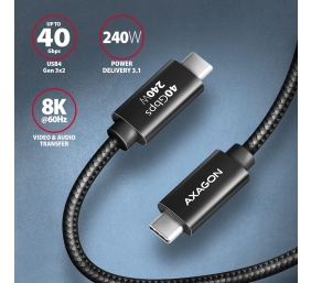 AXAGON Data and charging USB4 Gen 3x2 cable, 1 m | BUCM3-CM15AB | USB Type C - USB Type C