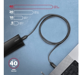 AXAGON Data and charging USB4 Gen 3x2 cable, 1 m | BUCM3-CM15AB | USB Type C - USB Type C