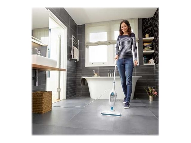 BLACK & DECKER | Steam mop | FSMH13E10-QS | Power 1300 W | Water tank capacity 0.38 L | White/Blue