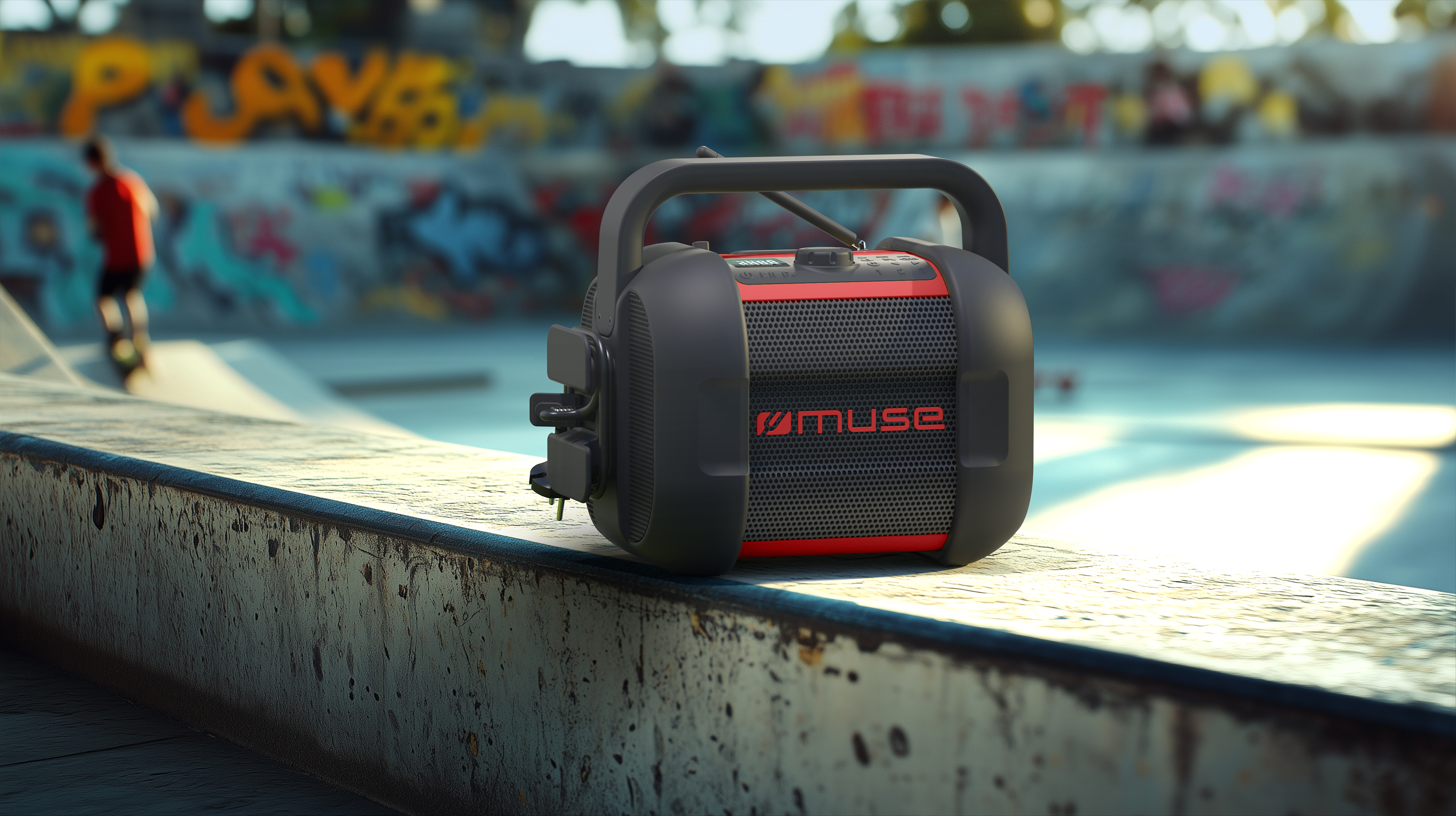 Muse | Jobsite Bluetooth Radio | M-968 BTR | NFC features | AUX in | 40 W | Black/Red