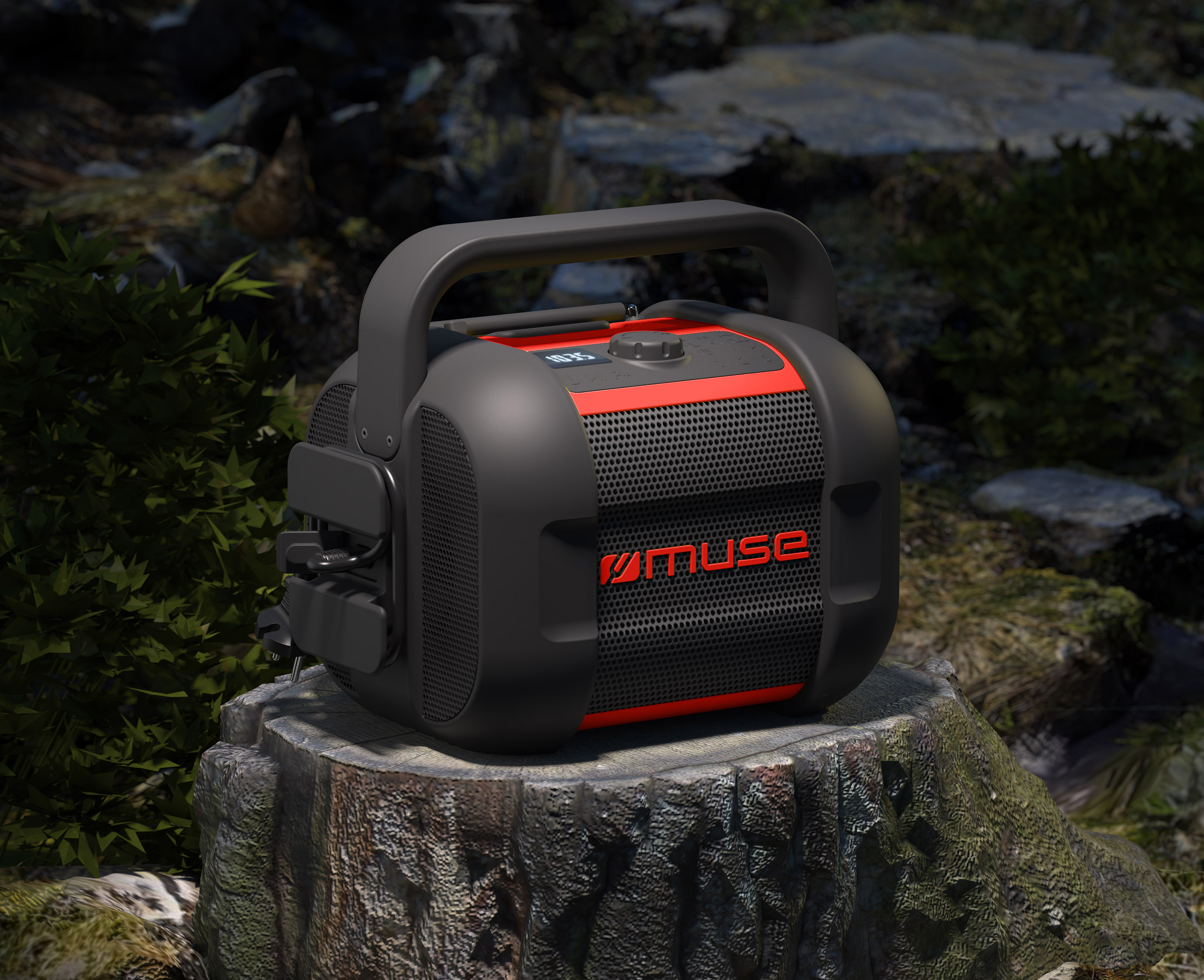 Muse | Jobsite Bluetooth Radio | M-968 BTR | NFC features | AUX in | 40 W | Black/Red