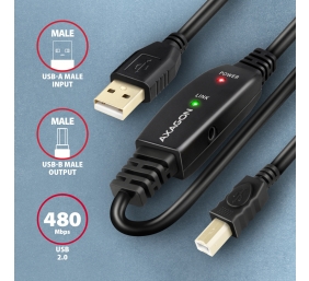 AXAGON USB repeater cable, 10 m | ADR-210B | USB Type A - USB Type B