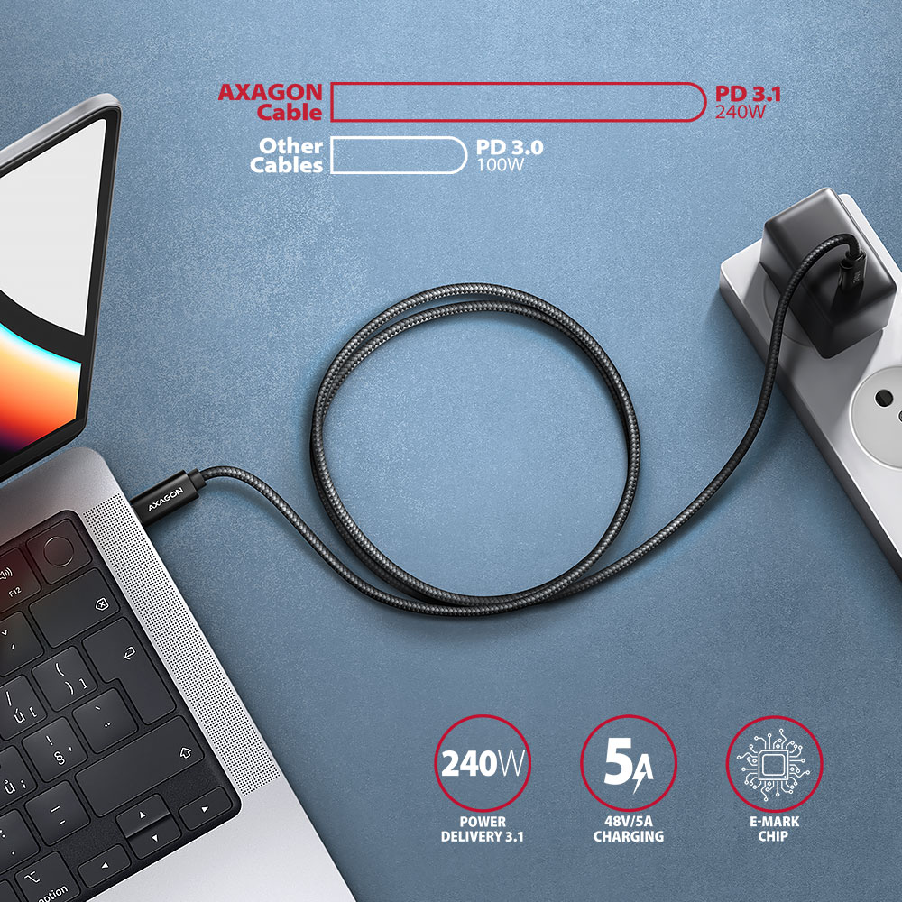AXAGON Data and charging USB 480Mbps cable, 1.5 m | BUCM2-CM15AB | USB-C to USB-C