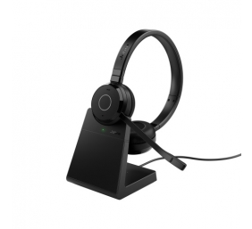 Jabra Evolve 65 TE UC Stereo Link390a Belaidės ausinės, Bluetooth, USB-A, Charging Stand, Juoda