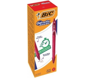 Bic Gelinis rašiklis Gel-Ocity Quick Dry, raudonas, pakuotėje 12 vnt. 494671