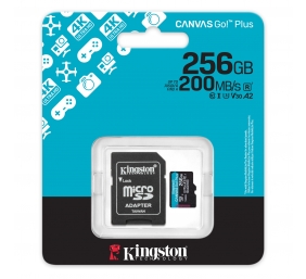 Kingston | Canvas Go! Plus | 256 GB | microSD | Flash memory class Class 10, UHS-I, U3, V30, A2