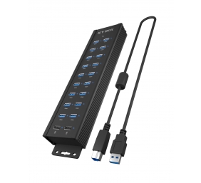 Raidsonic | 20-in-1 USB HUB with power supply, on/off button and mounting brackets | IB-HUB1720-U3
